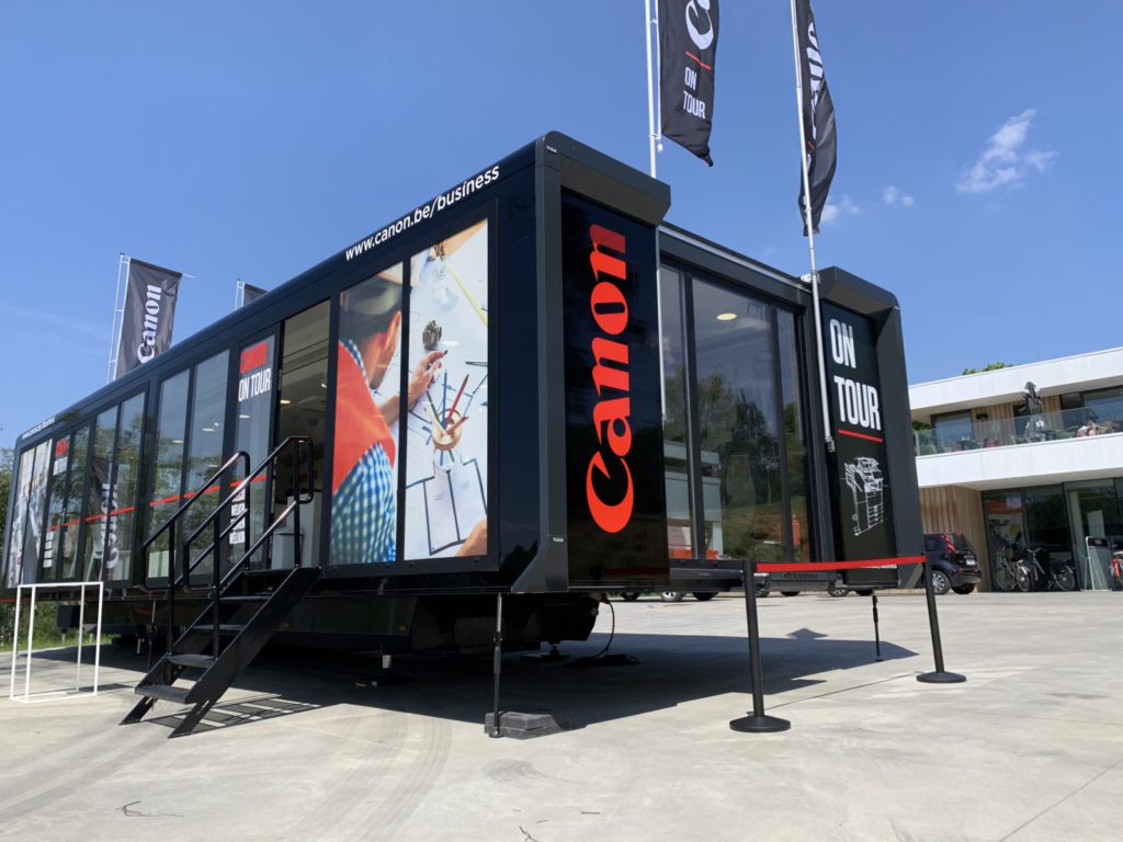 Mobile Show Room Expandable Canon Xtreme Concepts Roadshows Promobox 40Ft CE